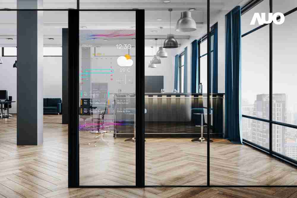 60吋Micro LED透明窗屏显示器，，，可依需求调整并延伸应用于不同场域，，，，包括汽车侧窗或家庭玄关、、、、智慧橱窗、、商业展示等面向，，，，提供丰富的信息娱乐内容