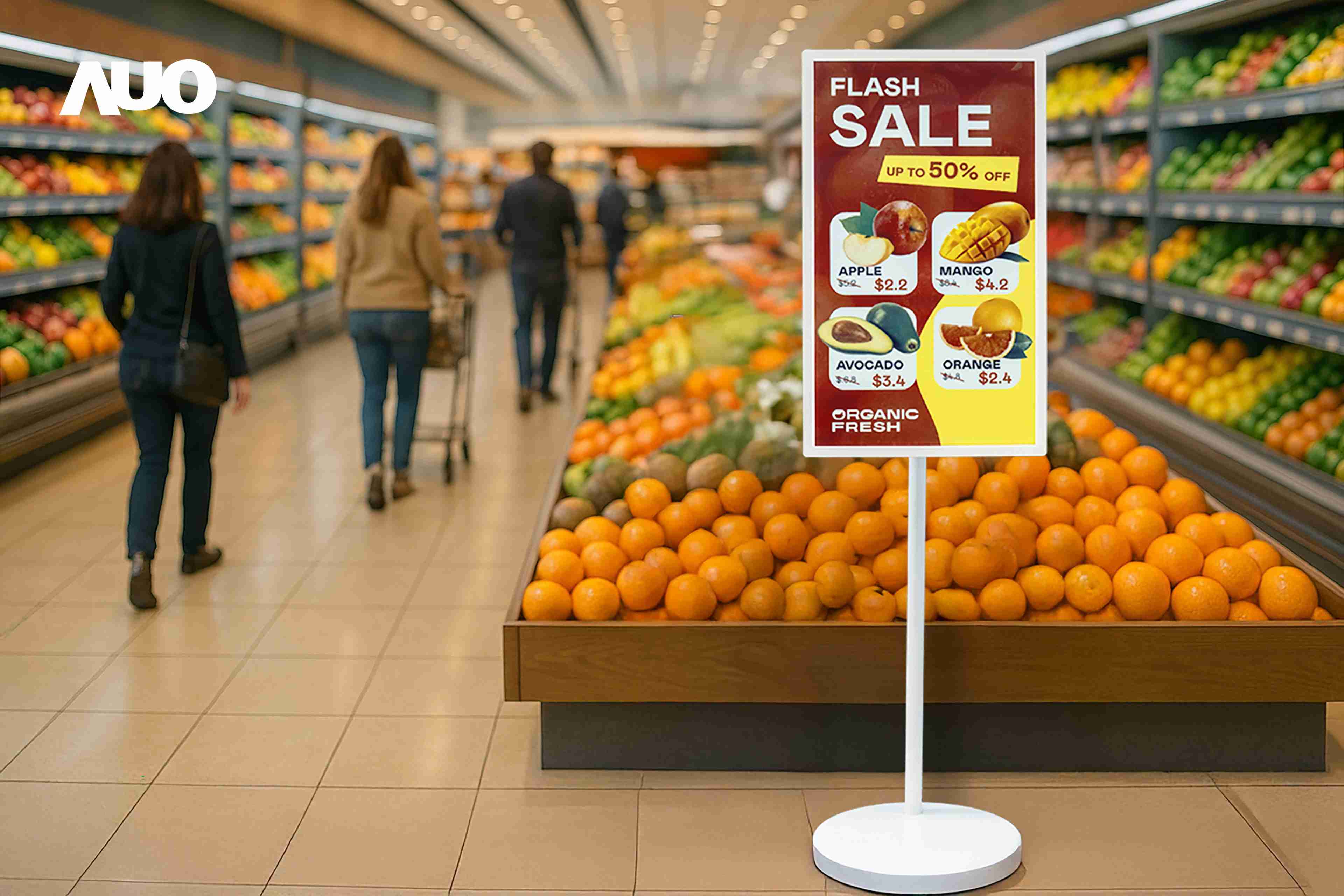 达擎首亮相低功耗、、、全彩的〝aecoPost电子纸解决方案〞，，，，仅在更新画面时需要微量的电力驱动，，无需布建电线的便捷设计，，使其可灵活应用、、、、随意置放，，并可透过云端或行动装置app，，轻松管理及排程广告内容，，，晋升店头营销利器。。。。